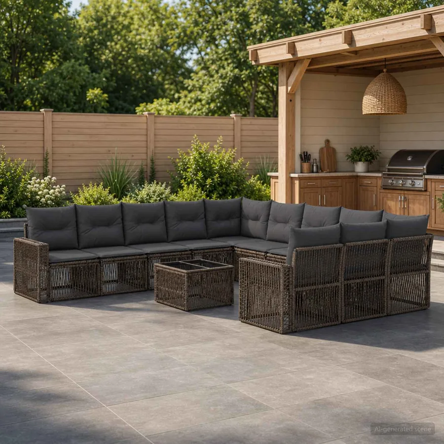 Ensemble de canapé de jardin 12 pcs Gris et Gris foncé