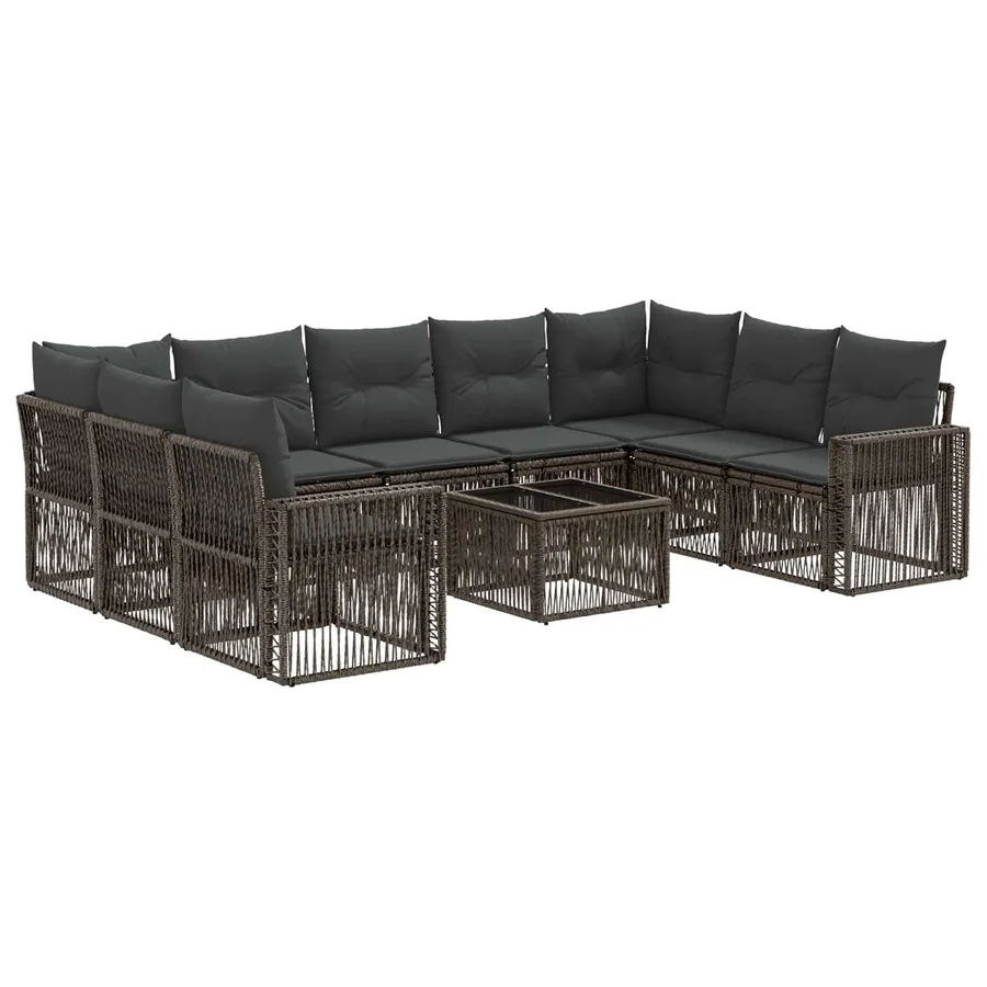 Ensemble de canapé de jardin 10 pcs Gris et Gris foncé - 2