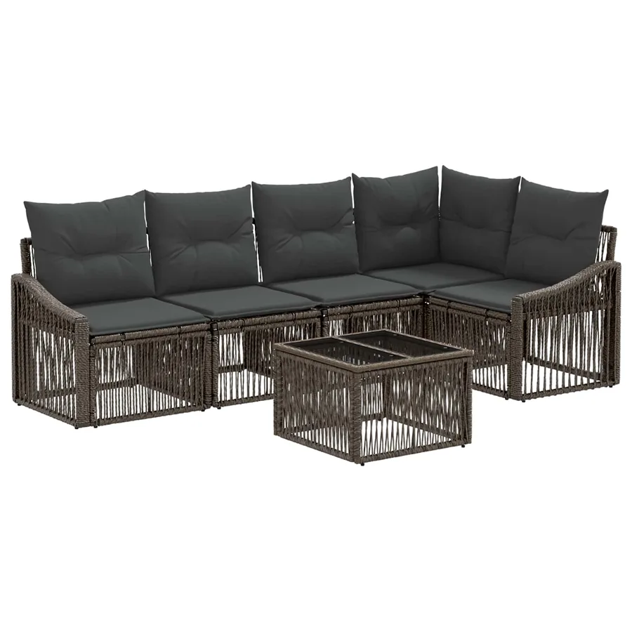 Ensemble de canapé de jardin 6 pcs Gris polyrotin - 2