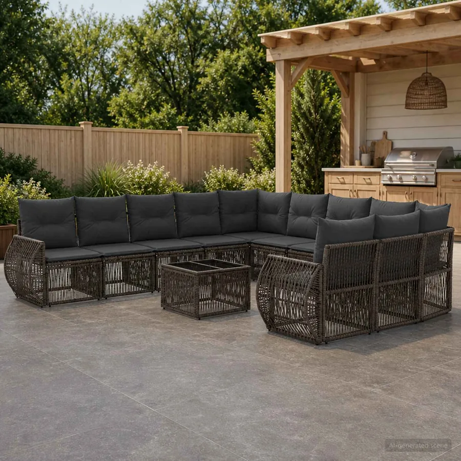 Ensemble de canapé de jardin 12 pcs Gris et Gris foncé
