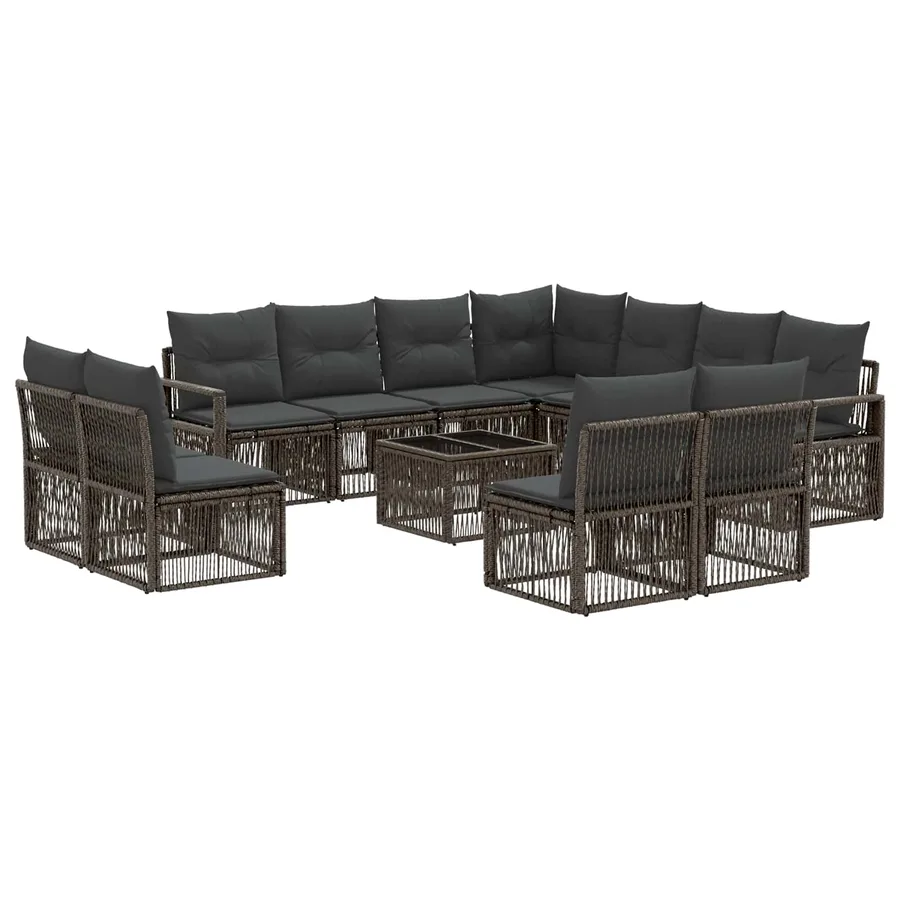 Ensemble de canapé de jardin 12 pcs Gris polyrotin - 2