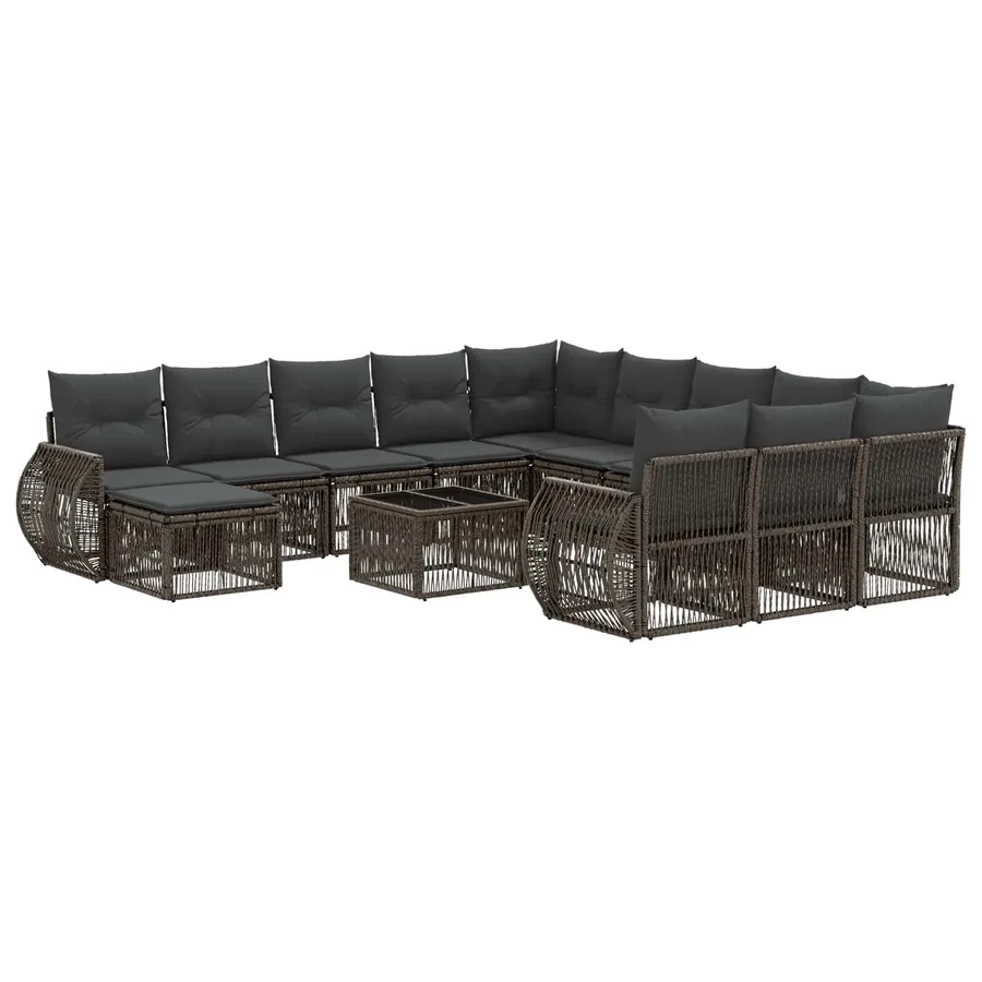 Ensemble de canapé de jardin 13 pcs Gris polyrotin - 2