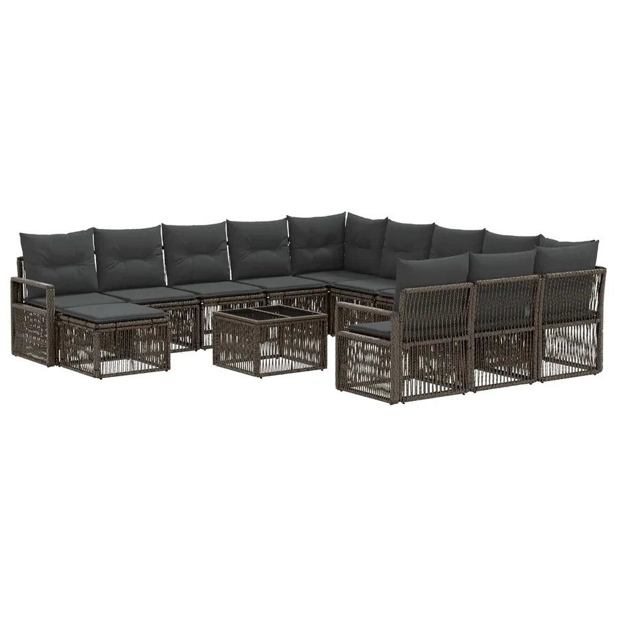 Ensemble de canapé de jardin 13 pcs Gris polyrotin - 2