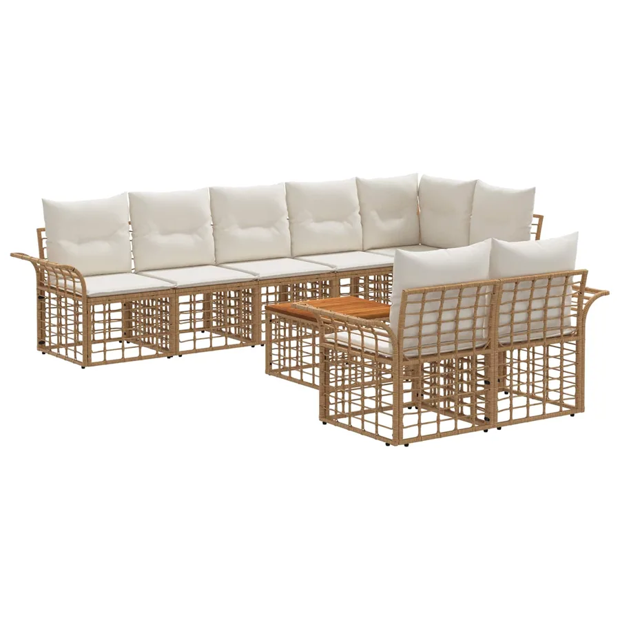 Ensemble de canapés d'extérieur 9 pcs Blanc Naturel et Crème - 2