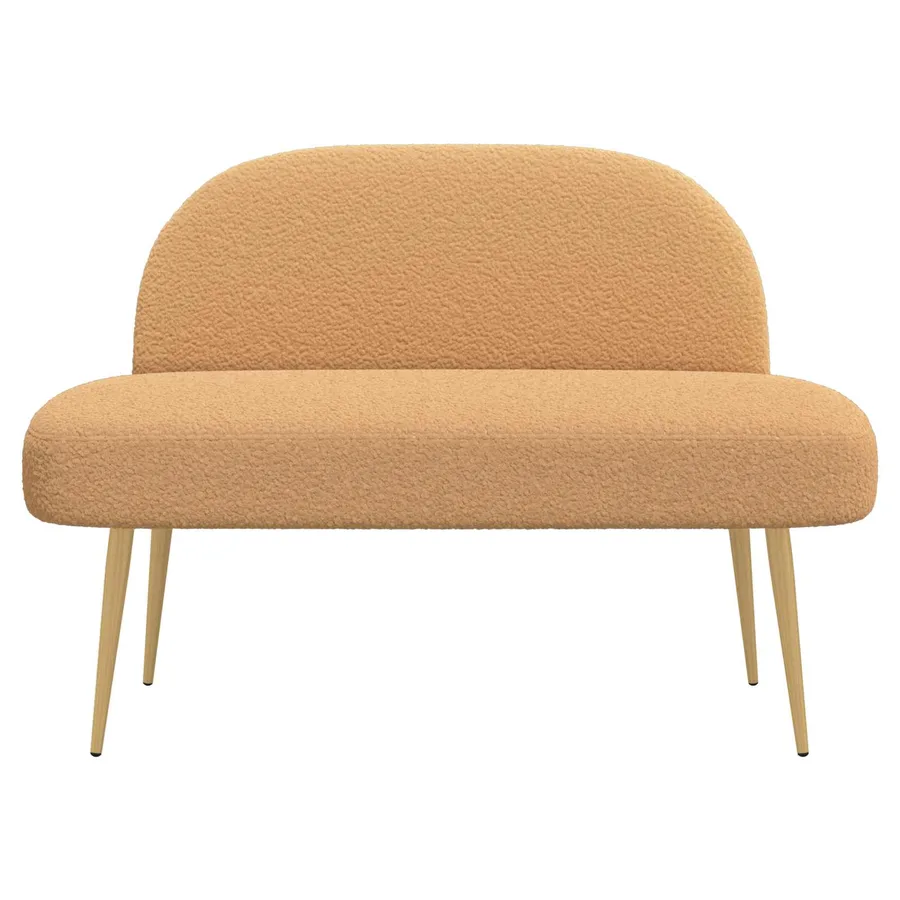 Banc rembourré avec dossier Beige 110 x 60 x 76 cm Bouclé - 3