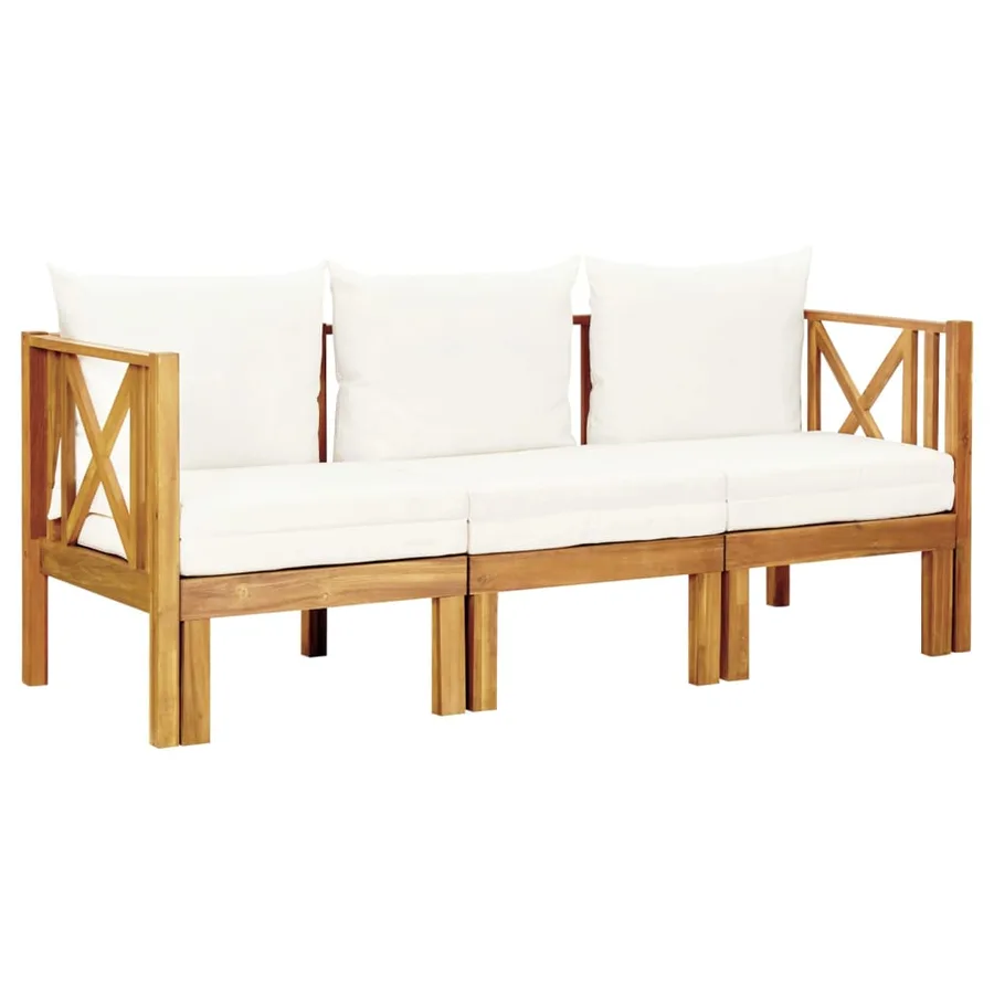 Banc de jardin 3 places et coussins 179 cm Bois d'acacia massif - 5