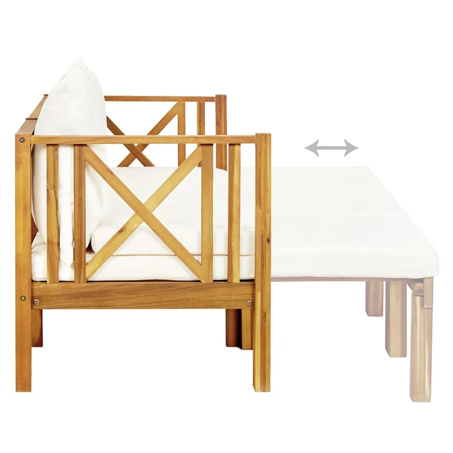 Banc de jardin 3 places et coussins 179 cm Bois d'acacia massif - 6