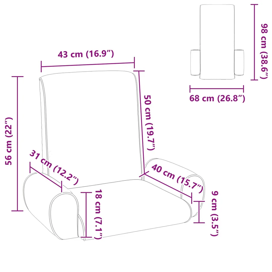 Fauteuil de sol ajustable Avoine Velours grainé - 11