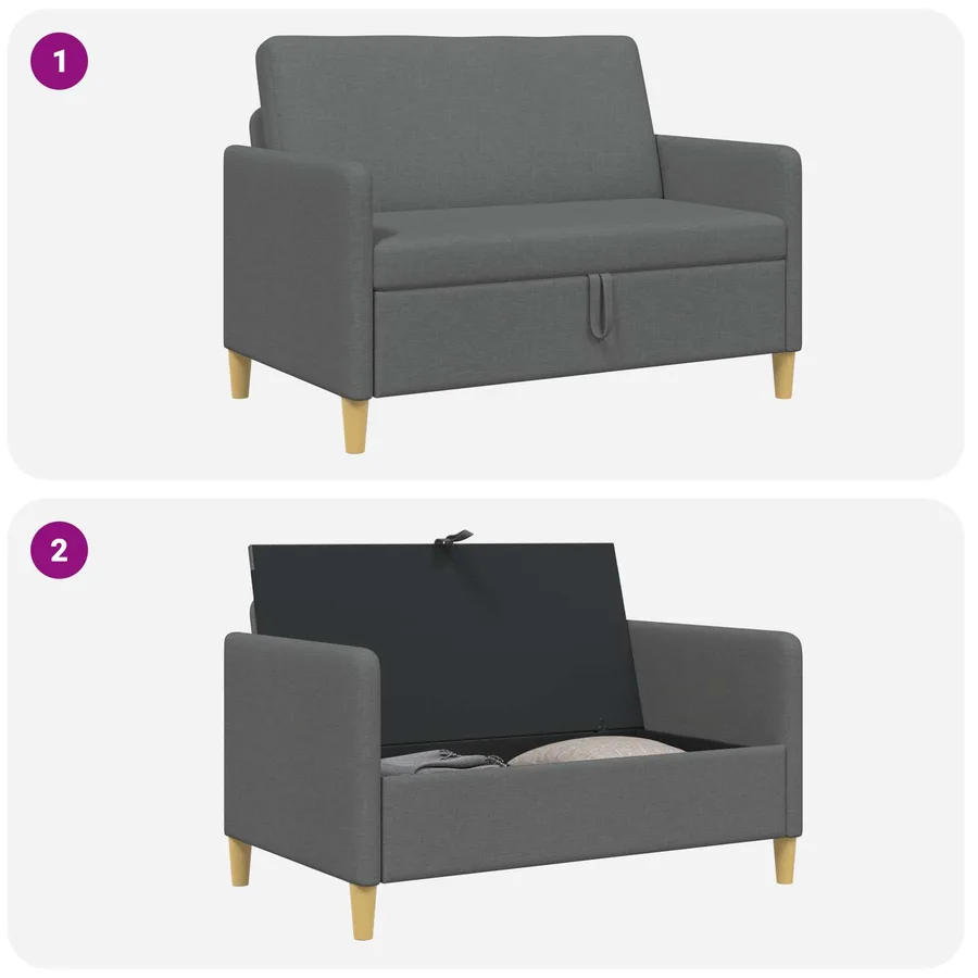 Sofa avec rangement Gris foncé 122 x 78 x 87 cm Polyester - 6