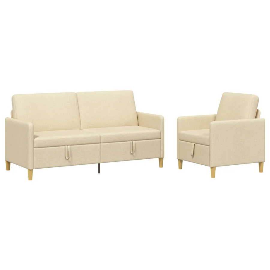 Canapé avec rangement 2 pcs Crème Polyester - 2