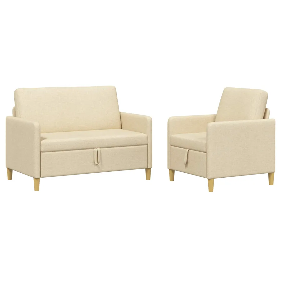 Canapé avec rangement 2 pcs Crème Polyester - 2
