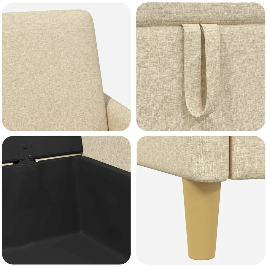 Canapé avec rangement 2 pcs Crème Polyester - 6