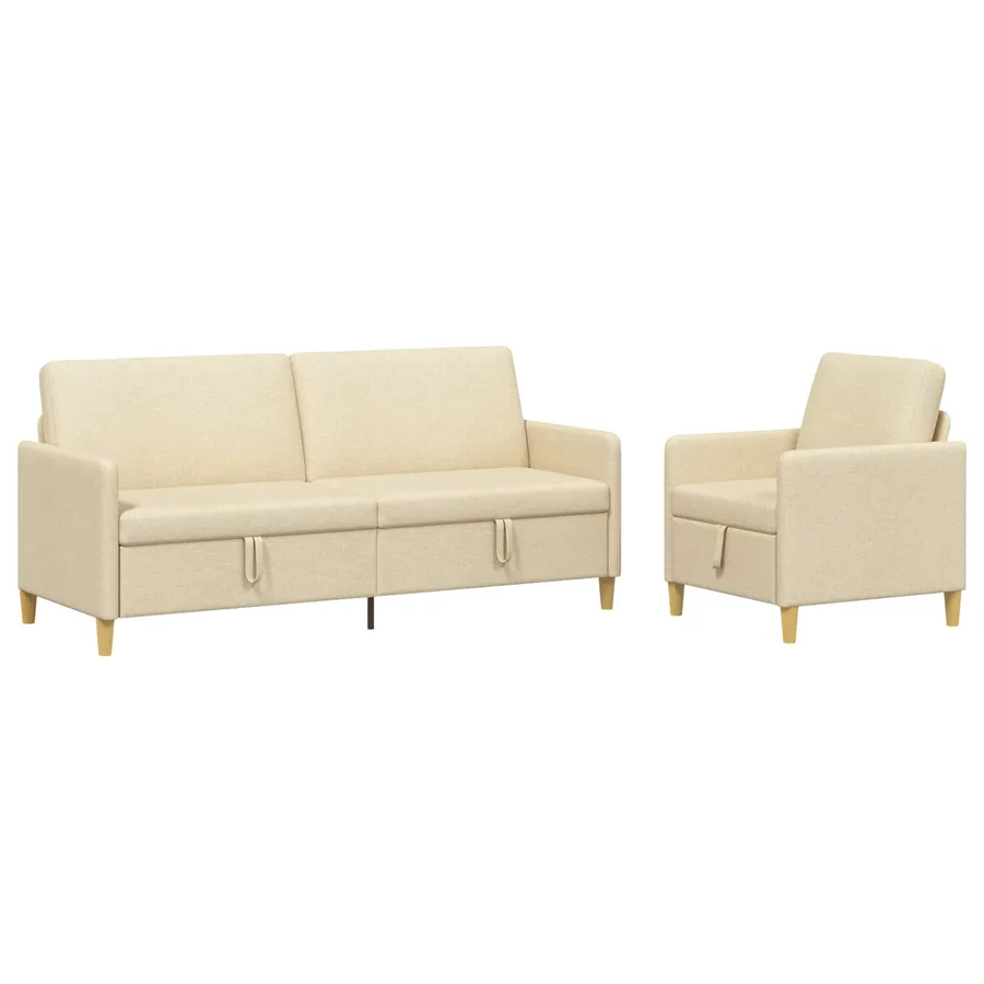 Canapé avec rangement 2 pcs Crème Polyester - 2