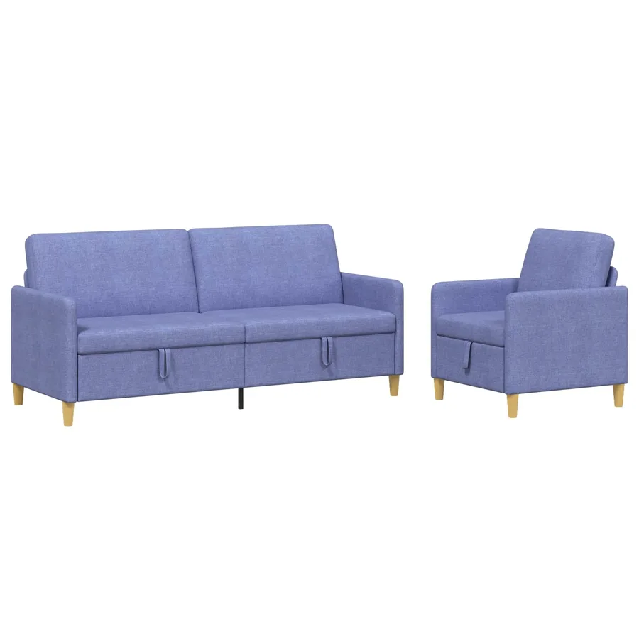 Canapé avec rangement 2 pcs Bleu denim Polyester - 2