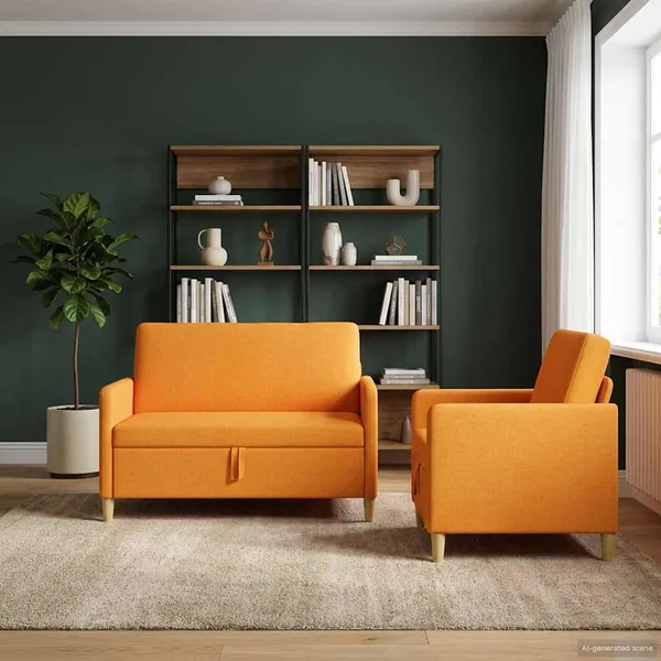 Canapé avec rangement 2 pcs Jaune foncé Polyester