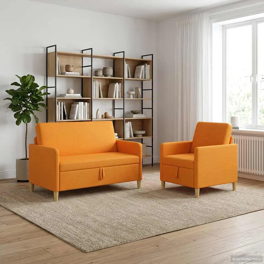 Canapé avec rangement 2 pcs Jaune foncé Polyester - 3