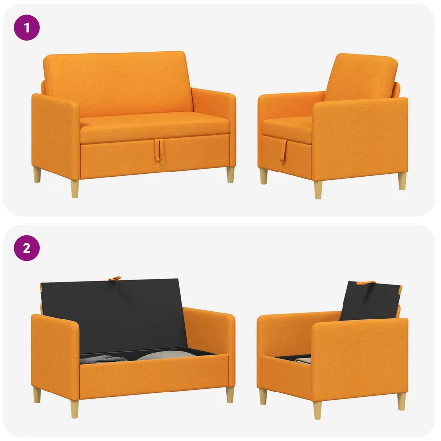 Canapé avec rangement 2 pcs Jaune foncé Polyester - 7