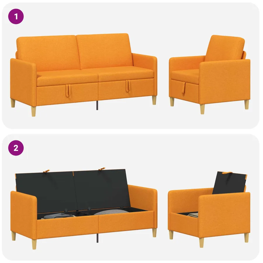 Canapé avec rangement 2 pcs Jaune foncé Polyester - 4