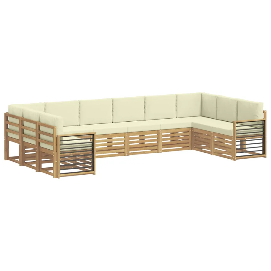 Ensemble de canapé d'angle 10 pcs Blanc et crème Polyester - 2