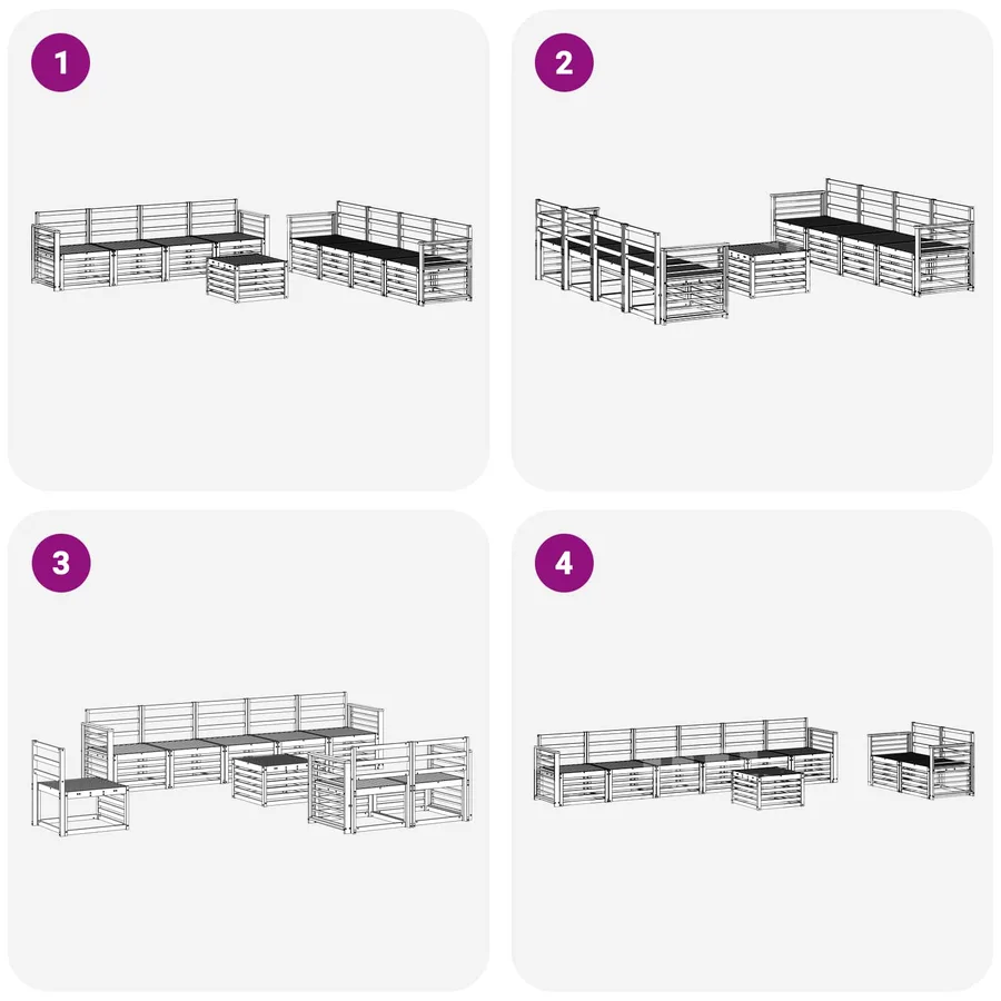 Ensembles de canapés 9 pcs Blanc Polyester - 7