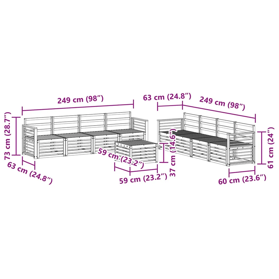 Ensembles de canapés 9 pcs Blanc Polyester - 8