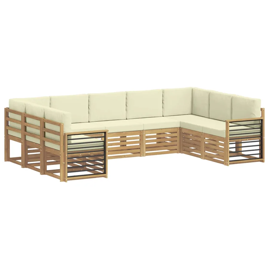 Ensemble de canapé d'angle 9 pcs Blanc et crème Polyester - 2