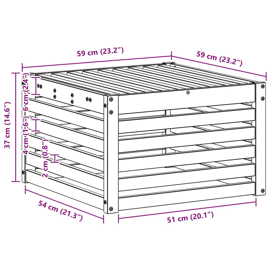 Pouf d'Extérieur Bois d'Acacia Massif Blanc 59 x 59 x 37 cm - 6