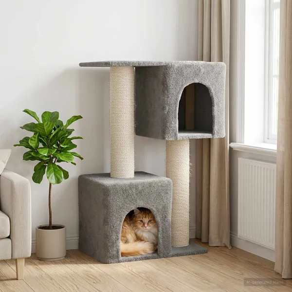 Arbre à chat avec poteaux à griffer en sisal Gris clair 114 cm