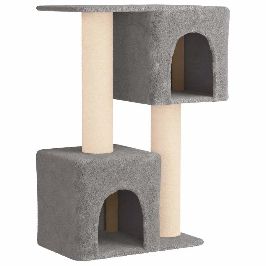 Arbre à chat avec poteaux à griffer en sisal Gris clair 114 cm - 2