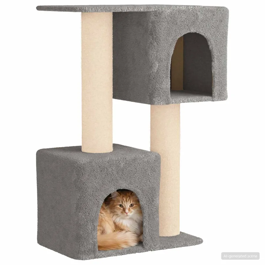Arbre à chat avec poteaux à griffer en sisal Gris clair 114 cm - 3