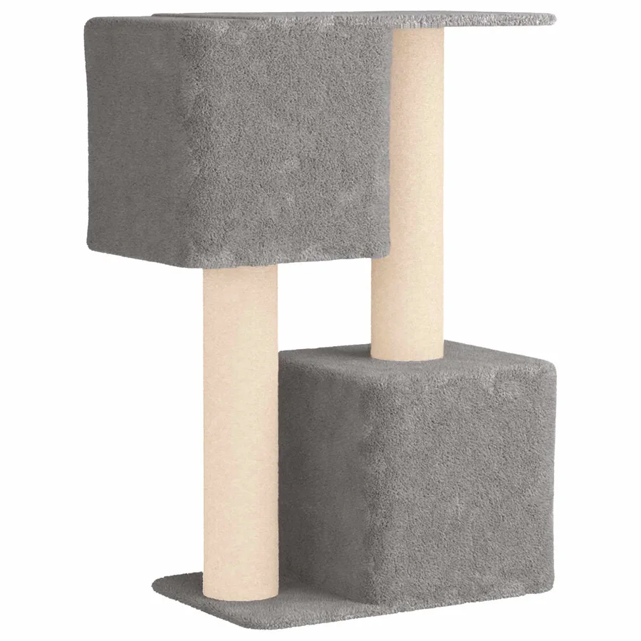 Arbre à chat avec poteaux à griffer en sisal Gris clair 114 cm - 6