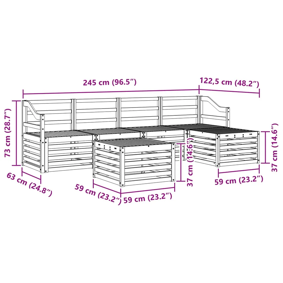 Ensemble de canapés d'extérieur 6 pcs Blanc - 8