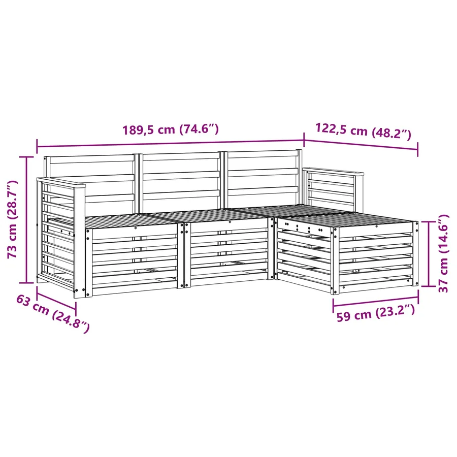 Ensemble de canapés d'extérieur 4 pcs Blanc - 7