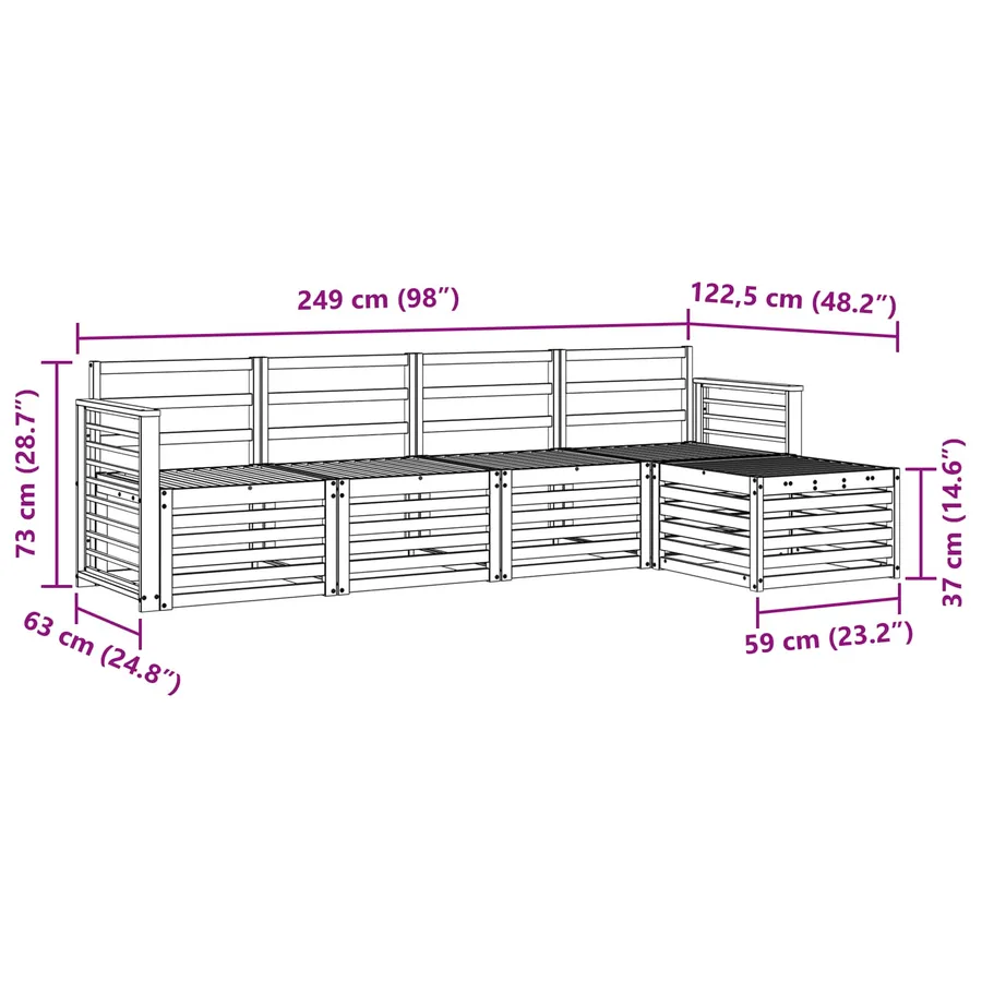 Ensemble de canapés d'extérieur 5 pcs Blanc - 7
