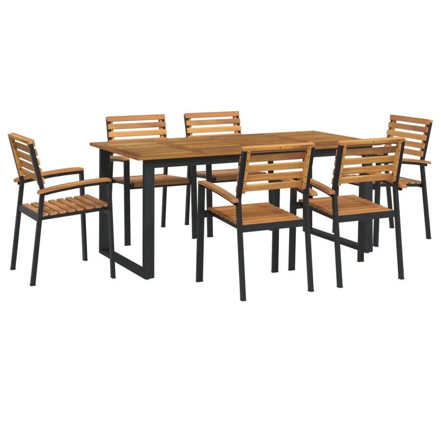 Ensemble à manger de jardin 7 pcs bois d'acacia solide et métal - 2