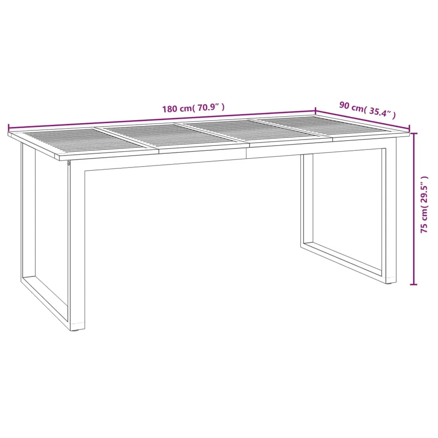 Ensemble à manger de jardin 7 pcs bois d'acacia solide et métal - 8