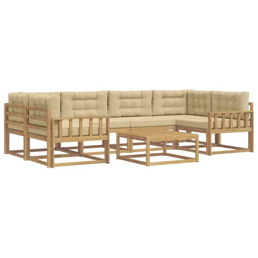 Ensemble de canapés d'extérieur 5 pcs Blanc et Beige - 2