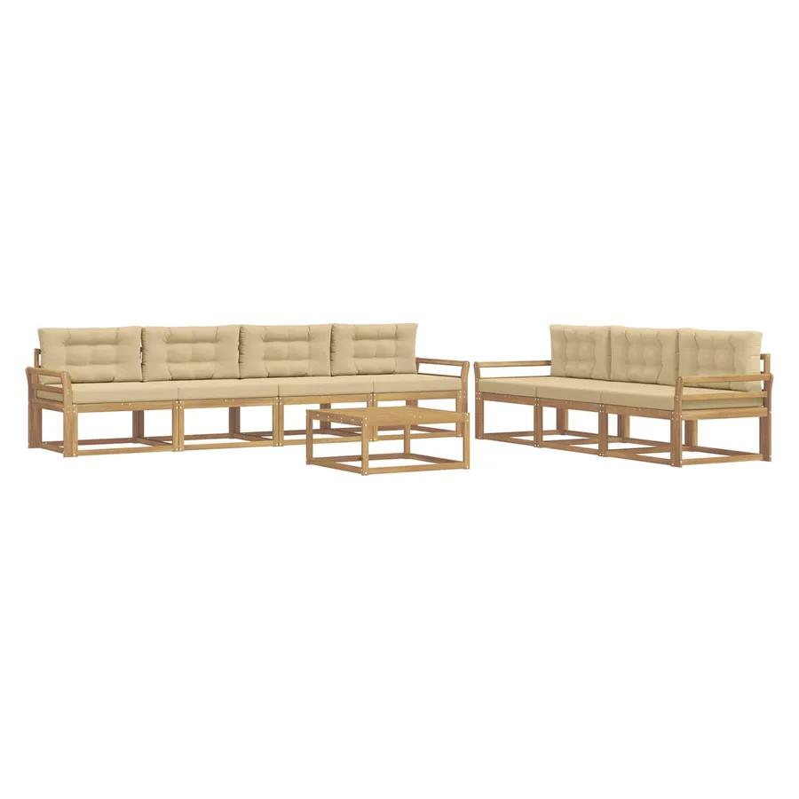 Ensemble de canapés d'extérieur 7 pcs Blanc et Beige - 2