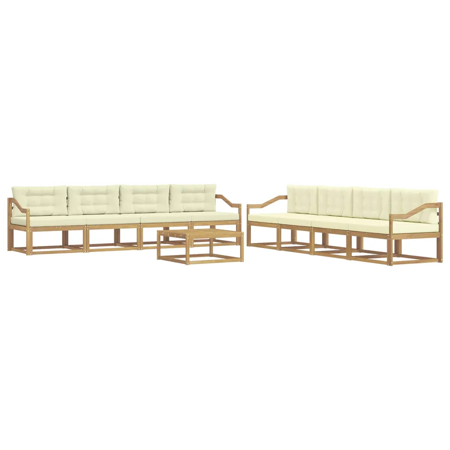 Ensemble de canapés d'extérieur 9 pcs Blanc et crème - 2
