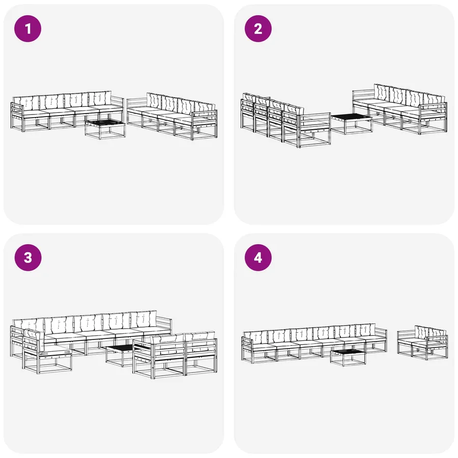 Ensemble de canapés d'extérieur 9 pcs Blanc et anthracite - 6