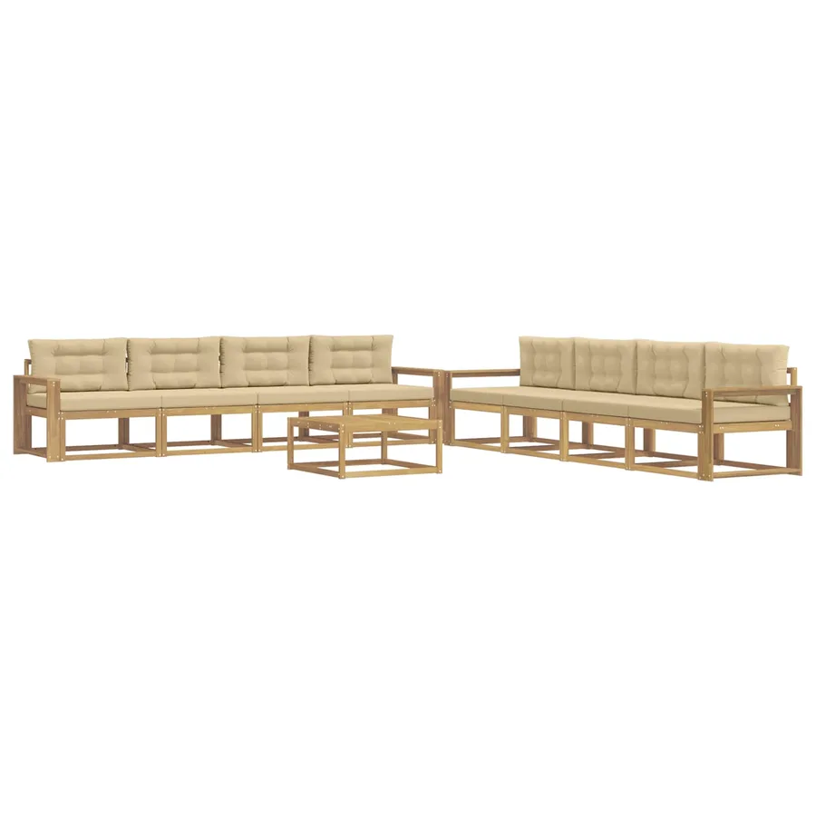 Ensemble de canapés d'extérieur 9 pcs Blanc et Beige - 2