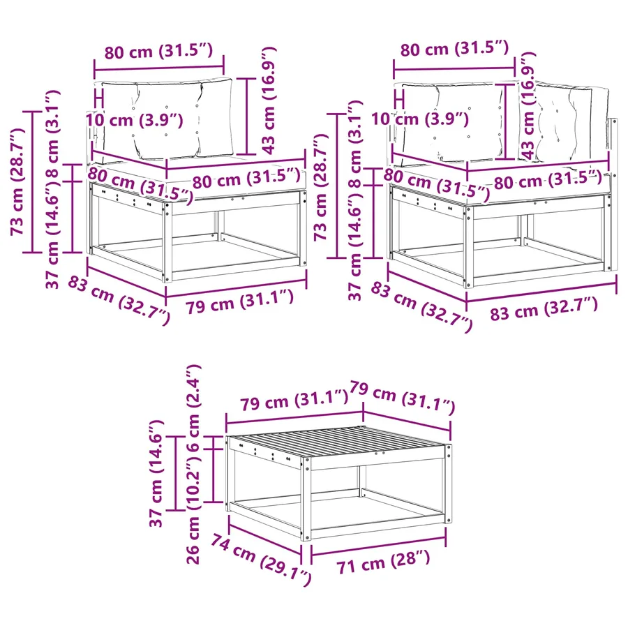 Ensemble de canapés d'extérieur 6 pcs Blanc et crème - 8