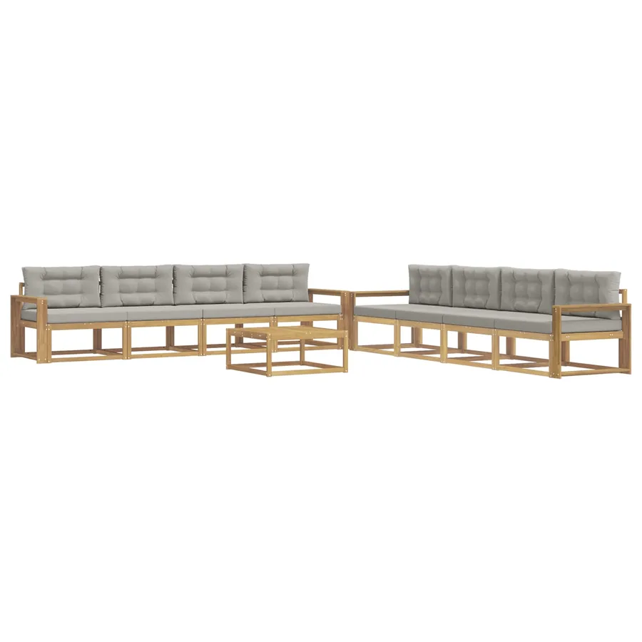 Ensemble de canapés d'extérieur 9 pcs Blanc et gris clair - 2