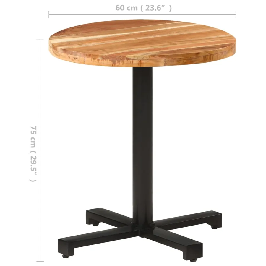 Table de bistro Ronde Ø70x75 cm Bois d'acacia massif - 6