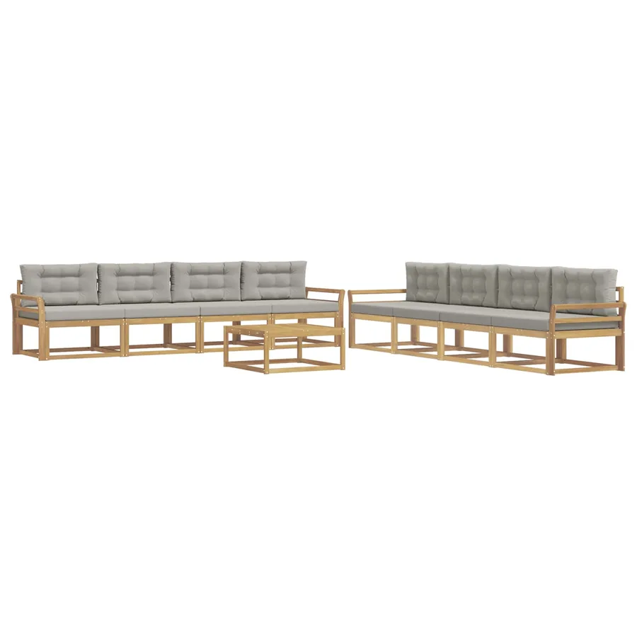 Ensemble de canapés d'extérieur 9 pcs Blanc et gris clair - 2