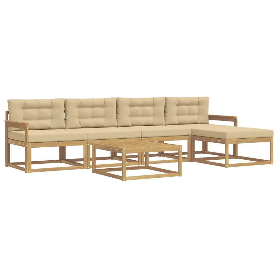 Ensemble de canapés d'extérieur 6 pcs Blanc et Beige - 2