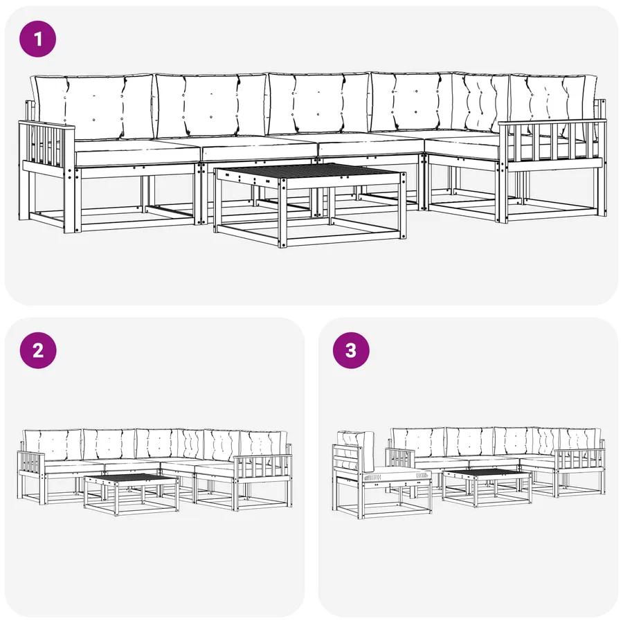 Ensemble de canapés d'extérieur 6 pcs Blanc et anthracite - 7