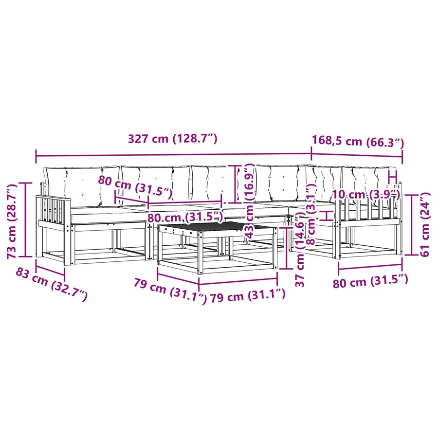 Ensemble de canapés d'extérieur 6 pcs Blanc et anthracite - 8