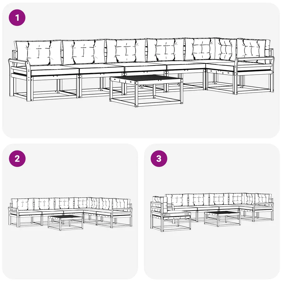Ensemble de canapés d'extérieur 7 pcs Blanc et gris clair - 7