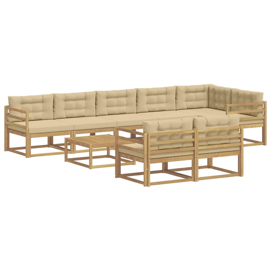 Ensemble de canapés d'extérieur 9 pcs Blanc et Beige - 2